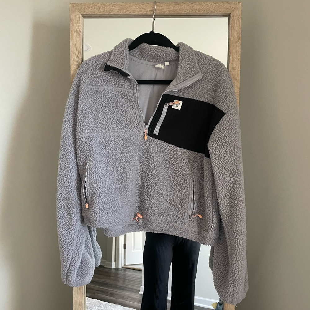 Vans Heather Gray and Black Sherpa Sweater